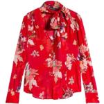 Rote Blumenmuster Twinset V-Ausschnitt Festliche Blusen ohne Verschluss für Damen Größe S 