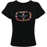 Schwarze Bestickte Twinset T-Shirts aus Baumwolle für Damen Größe XXL 