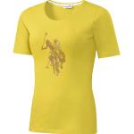 Reduzierte Gelbe Kurzärmelige U.S. Polo Assn. T-Shirts mit Strass für Damen Größe S 
