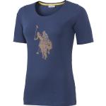 Reduzierte Marineblaue Kurzärmelige U.S. Polo Assn. T-Shirts mit Strass für Damen Größe M 