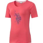 Reduzierte Korallenrote Kurzärmelige U.S. Polo Assn. T-Shirts mit Strass für Damen Größe M 