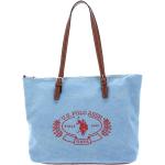 Himmelblaue U.S. Polo Assn. Einkaufstaschen & Shopping Bags mit Reißverschluss aus Canvas 