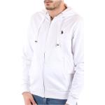 Reduzierte Weiße Bestickte U.S. Polo Assn. Herrensweatshirts mit Reißverschluss aus Baumwolle mit Kapuze Größe XL 