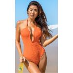 Orange Elegante Cupshe Neckholder Badeanzüge mit Cutwork aus Polyester für Damen Größe L 