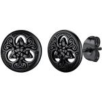 Schwarze Runde Keltische Ohrringe poliert aus Edelstahl für Herren zum Vatertag 
