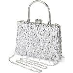 UBORSE Abendtasche Damen Diamant Clutch Bag Kette Shiny Strass Handtasche Umhängetasche für Hochzeit Party - Silber