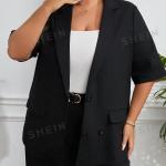 Schwarze Unifarbene SheIn Leinensakkos mit Knopf aus Leinen für Herren Größe 5 XL 