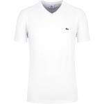 Weiße Kurzärmelige Lacoste V-Ausschnitt T-Shirts aus Baumwolle für Herren Größe 6 XL 