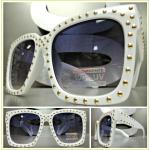 Weiße Retro Sonnenbrillen aus Polycarbonat für Damen 