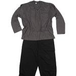 Anthrazitfarbene Gestreifte Adamo Pyjamas lang aus Baumwolle für Herren Größe 6 XL 