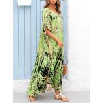 Armeegrüne Casual Maxi V-Ausschnitt Sommerkleider aus Polyester für Damen Einheitsgröße Große Größen für den für den Sommer 