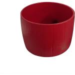 Rote 12 cm Runde Übertöpfe 12 cm strukturiert aus Keramik Outdoor 1-teilig 
