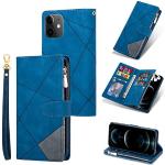 Blaue Retro iPhone 12 Hüllen Art: Geldbörsen mit Bildern mit Reißverschluss 