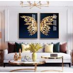 Goldene Moderne Leinwandbilder mit Insekten-Motiv aus Papier 