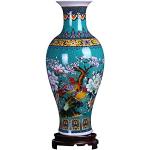 Reduzierte Blaue 46 cm Runde Bodenvasen & Vasen für Pampasgras 46 cm aus Keramik 