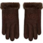 Braune Bestickte UGG Australia Lederhandschuhe aus Lammfell für Damen Größe S 