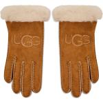 Braune Bestickte UGG Australia Lederhandschuhe aus Lammfell für Damen Größe L 