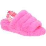 Pinke UGG Australia Fluff Yeah Damenhausschuhe mit Riemchen in Breitweite aus Lammfell mit herausnehmbarem Fußbett für den für den Winter 