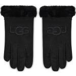 Schwarze Bestickte UGG Australia Lederhandschuhe aus Lammleder Größe M für den für den Winter 