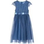 Blaue Maxi Kinderfestkleider mit Reißverschluss aus Baumwolle für Mädchen für den für den Winter 