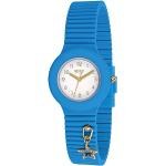 Blaue Hip Hop Quarz Damenarmbanduhren aus Silikon mit Kunststoff-Uhrenglas mit Silikonarmband 
