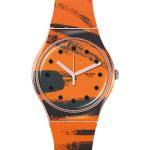 Pinke 3 Bar wasserdichte Wasserdichte Swatch New Gent Quarz Kunststoffarmbanduhren mit Kunststoff-Uhrenglas mit Silikonarmband 