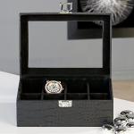 Uhrenbox aus Leder in schwarz für 8 Uhren von Casablanca Design