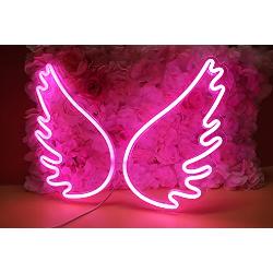 Ulalaza Neonlicht Zeichen LED Nachtlichter USB-betrieben dekorative Festzelt Zeichen Bar Pub Store Club Garage Home Party Dekor (Angel Wing pink)