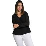 Schwarze Langärmelige Ulla Popken V-Ausschnitt Transparente Blusen & durchsichtige Blusen aus Jersey für Damen Größe XL Große Größen 