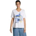 Reduzierte Weiße Halblangärmelige Ulla Popken V-Ausschnitt T-Shirts mit Fisch-Motiv für Damen Größe XL Große Größen 