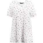 Reduzierte Weiße Maritime Halblangärmelige Ulla Popken V-Ausschnitt T-Shirts aus Baumwolle für Damen Größe L Große Größen 