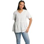 Reduzierte Weiße Bestickte Halblangärmelige Ulla Popken V-Ausschnitt T-Shirts für Damen Größe XL Große Größen 