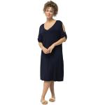 Marineblaue Halblangärmelige Ulla Popken V-Ausschnitt Strandkleider aus Jersey für Damen Größe 3 XL Große Größen 