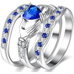 Blaue Claddagh Ringe aus Metall mit Zirkonia handgemacht für Herren 3-teilig zum Muttertag 