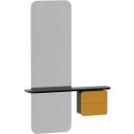 Safrangelbe Minimalistische Umage Badspiegel & Badezimmerspiegel aus Leder mit Schublade 