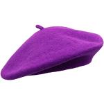 Violette Baskenmützen aus Wolle maschinenwaschbar für Damen Einheitsgröße 