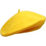Gelbe Baskenmützen aus Wolle maschinenwaschbar für Damen Einheitsgröße 