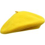 Gelbe Baskenmützen aus Wolle maschinenwaschbar für Damen Einheitsgröße 
