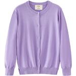 Reduzierte Violette Unifarbene Langärmelige Kinderstrickpullover mit Knopf aus Baumwolle für Mädchen Größe 188 