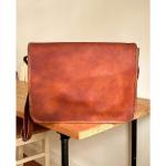 Hellbraune Unifarbene Vintage Gusti Leder Messenger Bags & Kuriertaschen aus Leder mit Laptopfach 