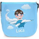 Eurofoto Umhängetasche für Kinder mit Namen Luca und schönem Motiv mit Pilot und Flugzeug | Schultertasche für Jungen