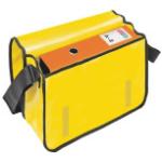 Gelbe Planentaschen mit Klettverschluss aus LKW-Plane mit Handyfach 