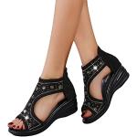 Schwarze Elegante Römersandalen & Gladiator Sandalen durchsichtig mit Riemchen aus Kunstleder leicht für Damen Größe 39 für den für den Sommer 