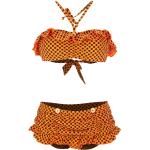 Orange Petit Amour Bandeau Bikinitops mit Rüschen ohne Verschluss aus Polyamid für Damen Größe L 