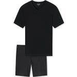 Schwarze Unifarbene Schiesser Uncover Pyjamas kurz aus Baumwolle trocknergeeignet für Herren Größe M 2-teilig 