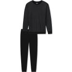 Schwarze Unifarbene Pyjamas lang aus Baumwolle trocknergeeignet für Herren Größe XL 2-teilig 