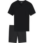 Schwarze Unifarbene Pyjamas kurz aus Baumwolle trocknergeeignet für Herren Größe 3 XL 2-teilig 