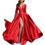 Rote Elegante Langärmelige Midi Schulterfreie Kurze Abendkleider aus Frottee für Damen Größe 4 XL für den für den Winter 