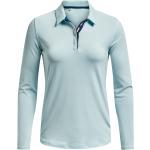 Reduzierte Cyanblaue Langärmelige Under Armour Langarm-Poloshirts aus Polyester für Damen Größe L 