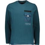 Reduzierte Blaue Langärmelige Under Armour Rundhals-Ausschnitt Shirts mit Tasche aus Polyester für Herren Größe XL 